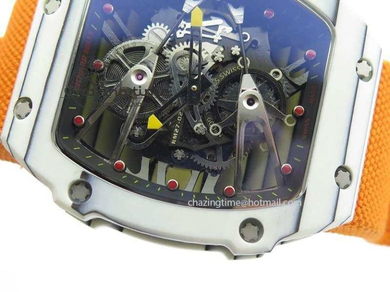 RM027-2 White Carbon Fiber Case Skeleton Dial On Nylon Strap 6T51