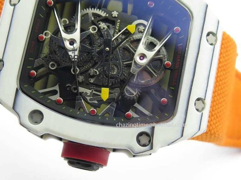 RM027-2 White Carbon Fiber Case Skeleton Dial On Nylon Strap 6T51