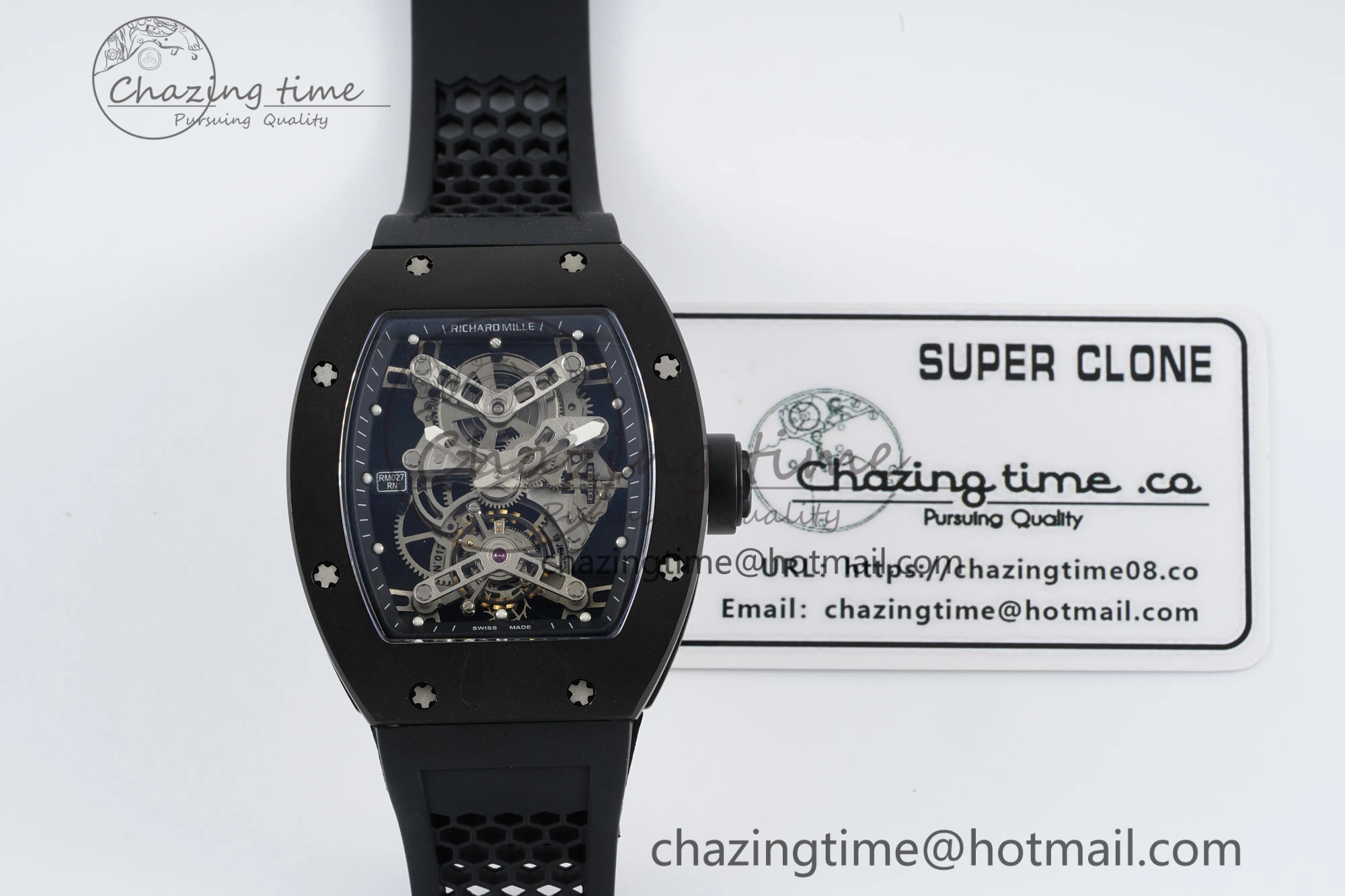 RM027 Rafael Nadal Black Ceramic Tourbillon YSF Best Edition on Rubber Strap