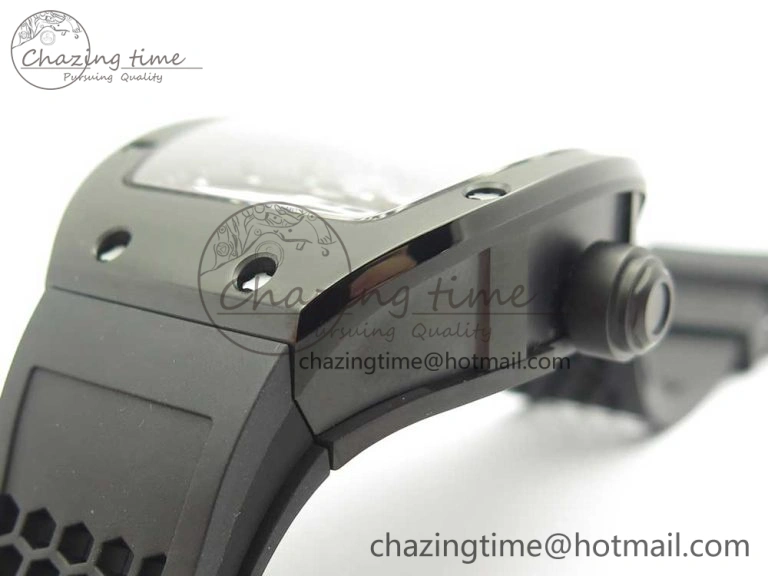 RM027 Titanium DLC Real Tourbillon EURF Best Edition Skeleton Dial on Black Rubber Strap