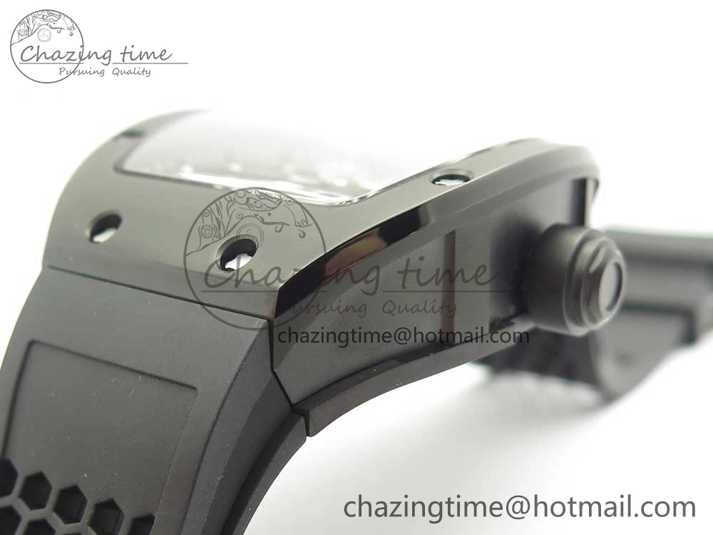 RM027 Titanium DLC Real Tourbillon EURF Best Edition Skeleton Dial on Black Rubber Strap