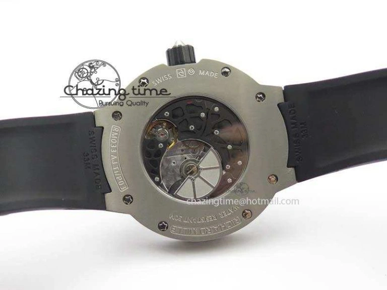 RM033 Titanium SF Best Edition Roman Markers Dial On Black Rubber Strap Micro-Rotor Movement