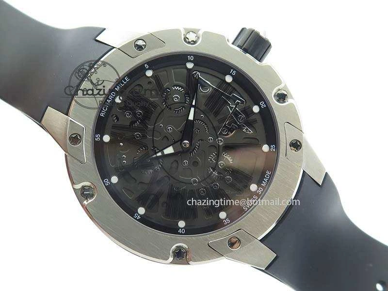 RM033 Titanium SF Best Edition Roman Markers Dial On Black Rubber Strap Micro-Rotor Movement