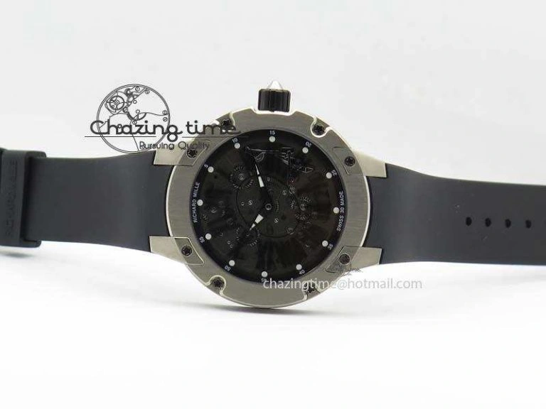 RM033 Titanium SF Best Edition Roman Markers Dial On Black Rubber Strap Micro-Rotor Movement