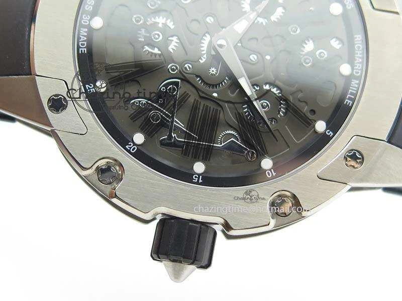 RM033 Titanium SF Best Edition Roman Markers Dial On Black Rubber Strap Micro-Rotor Movement