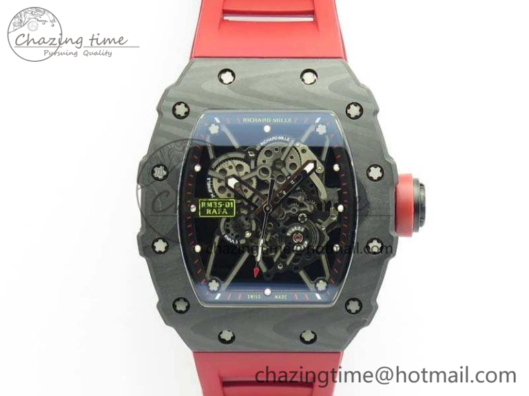 RM035-01 FC Case KVF Best Edition Skeleton Dial Red Crown On Rubber Strap MIYOTA8215 V2