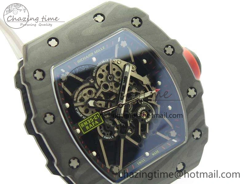 RM035-01 Forged Carbon KVF Best Edition Skeleton Dial Red On White Rubber Strap MIYOTA8215 V2