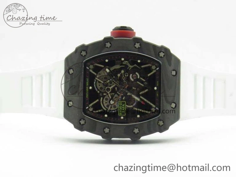 RM035-01 Forged Carbon KVF Best Edition Skeleton Dial Red On White Rubber Strap MIYOTA8215 V2