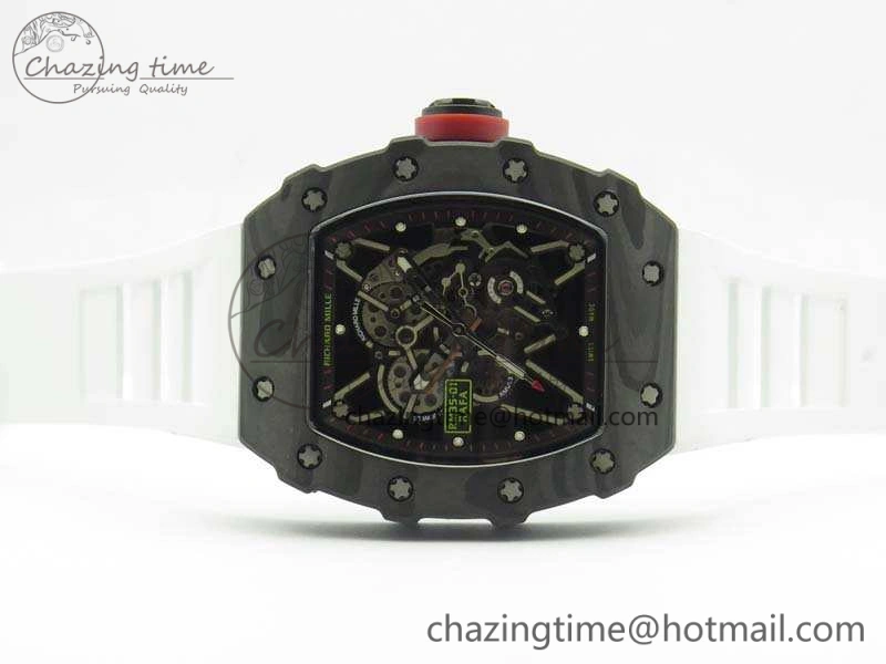RM035-01 Forged Carbon KVF Best Edition Skeleton Dial Red On White Rubber Strap MIYOTA8215 V2