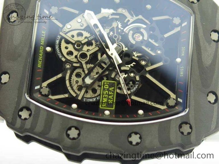 RM035-01 Forged Carbon KVF Best Edition Skeleton Dial Red On White Rubber Strap MIYOTA8215 V2