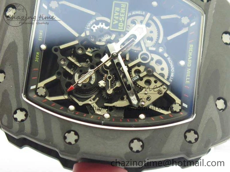 RM035-01 Forged Carbon KVF Best Edition Skeleton Dial Red On White Rubber Strap MIYOTA8215 V2