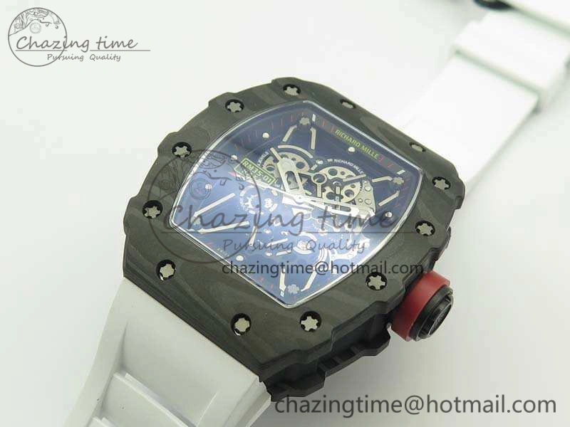 RM035-01 Forged Carbon KVF Best Edition Skeleton Dial Red On White Rubber Strap MIYOTA8215 V2