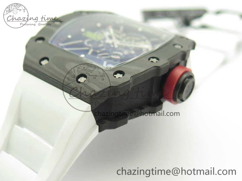 RM035-01 Forged Carbon KVF Best Edition Skeleton Dial Red On White Rubber Strap MIYOTA8215 V2