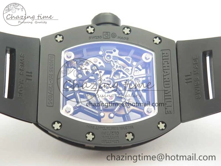 RM035-02 Americas Ceramic RG Case KVF Best Edition Skeleton Dial on Black Rubber Strap MIYOTA8215