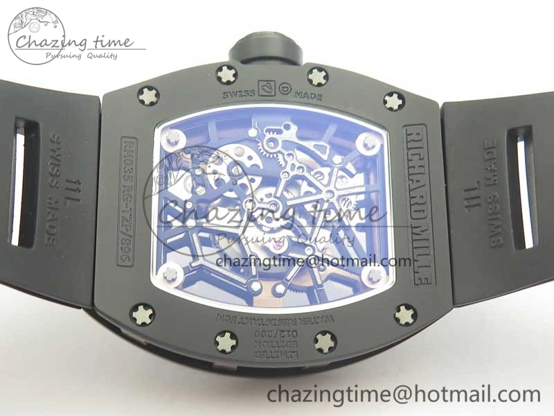 RM035-02 Americas Ceramic RG Case KVF Best Edition Skeleton Dial on Black Rubber Strap MIYOTA8215