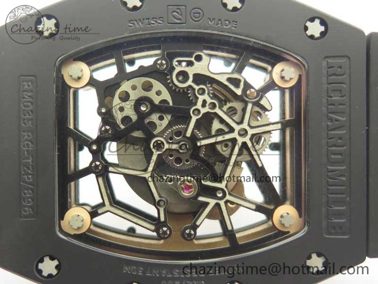 RM035-02 Americas Ceramic RG Case KVF Best Edition Skeleton Dial on Black Rubber Strap MIYOTA8215