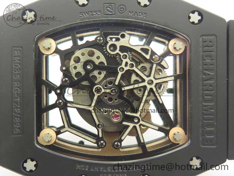 RM035-02 Americas Ceramic RG Case KVF Best Edition Skeleton Dial on Black Rubber Strap MIYOTA8215