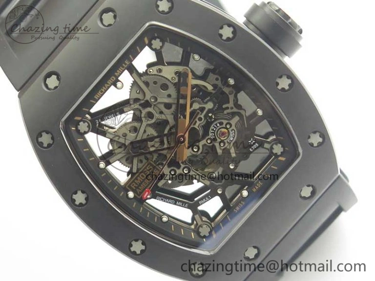 RM035-02 Americas Ceramic RG Case KVF Best Edition Skeleton Dial on Black Rubber Strap MIYOTA8215