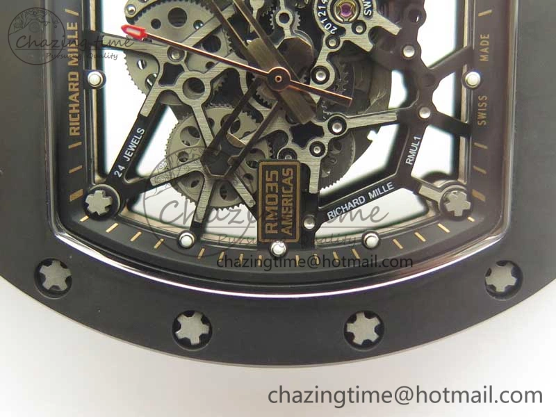 RM035-02 Americas Ceramic RG Case KVF Best Edition Skeleton Dial on Black Rubber Strap MIYOTA8215