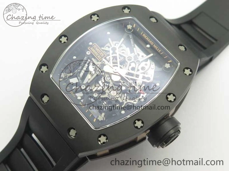 RM035-02 Americas Ceramic RG Case KVF Best Edition Skeleton Dial on Black Rubber Strap MIYOTA8215