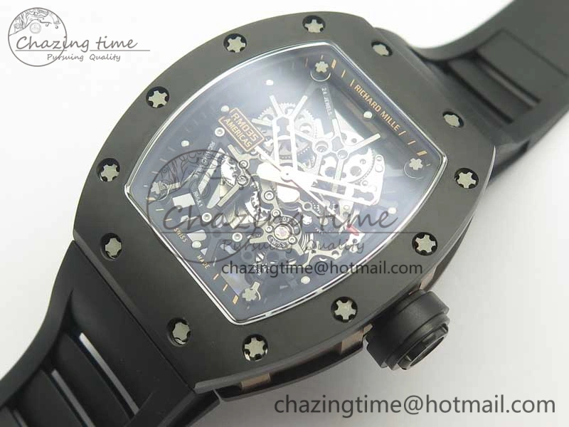 RM035-02 Americas Ceramic RG Case KVF Best Edition Skeleton Dial on Black Rubber Strap MIYOTA8215