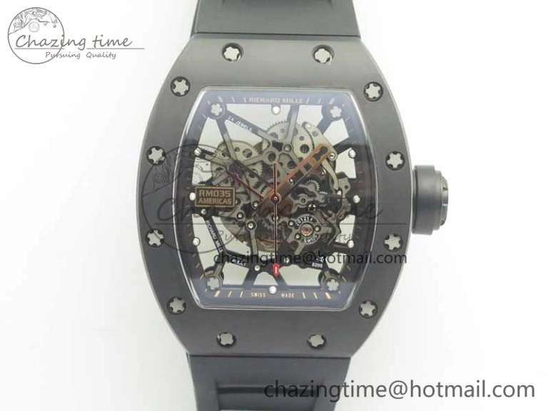 RM035-02 Americas Ceramic RG Case KVF Best Edition Skeleton Dial on Black Rubber Strap MIYOTA8215