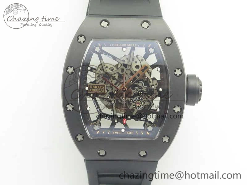 RM035-02 Americas Ceramic RG Case KVF Best Edition Skeleton Dial on Black Rubber Strap MIYOTA8215