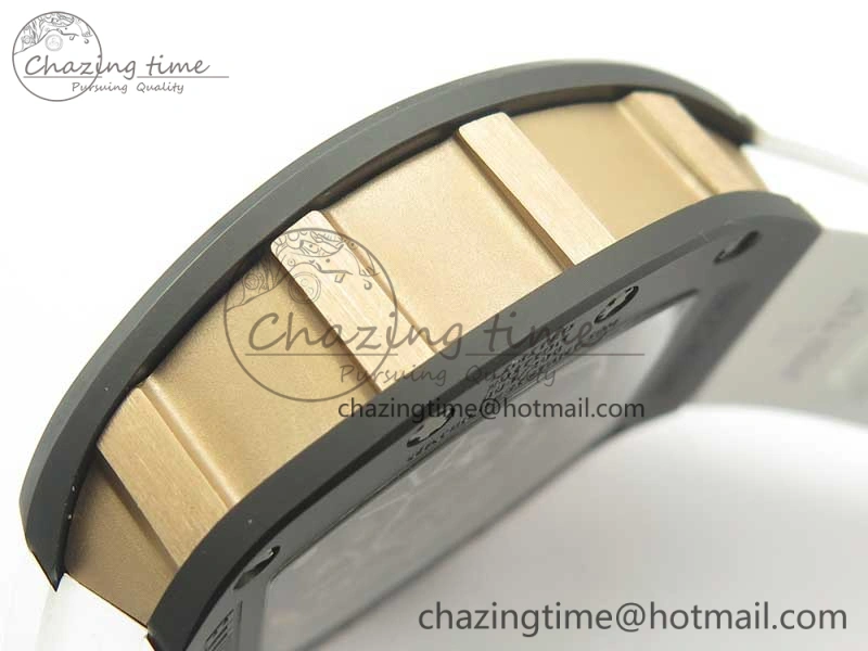 RM035-02 Americas Ceramic RG Case KVF Best Edition Skeleton Dial on White Rubber Strap MIYOTA8215