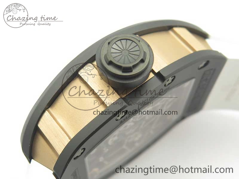RM035-02 Americas Ceramic RG Case KVF Best Edition Skeleton Dial on White Rubber Strap MIYOTA8215