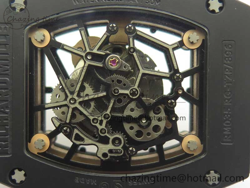 RM035-02 Americas Ceramic RG Case KVF Best Edition Skeleton Dial on White Rubber Strap MIYOTA8215