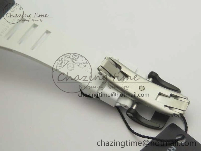 RM035-02 Americas Ceramic RG Case KVF Best Edition Skeleton Dial on White Rubber Strap MIYOTA8215