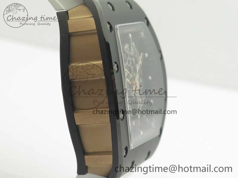 RM035-02 Americas Ceramic RG Case KVF Best Edition Skeleton Dial on White Rubber Strap MIYOTA8215