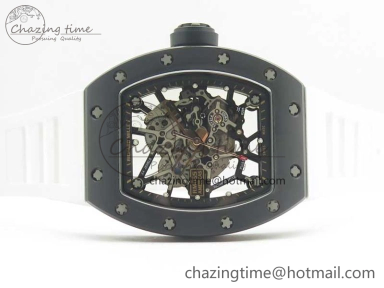 RM035-02 Americas Ceramic RG Case KVF Best Edition Skeleton Dial on White Rubber Strap MIYOTA8215