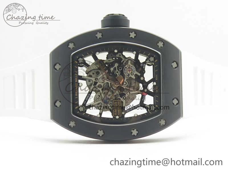 RM035-02 Americas Ceramic RG Case KVF Best Edition Skeleton Dial on White Rubber Strap MIYOTA8215