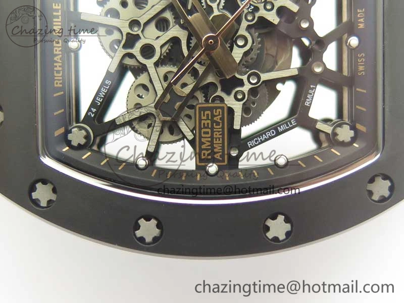 RM035-02 Americas Ceramic RG Case KVF Best Edition Skeleton Dial on White Rubber Strap MIYOTA8215