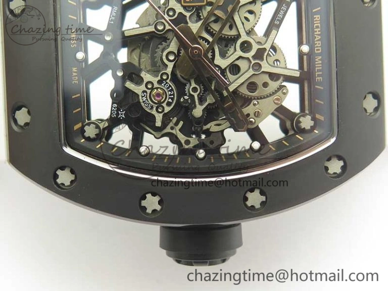 RM035-02 Americas Ceramic RG Case KVF Best Edition Skeleton Dial on White Rubber Strap MIYOTA8215