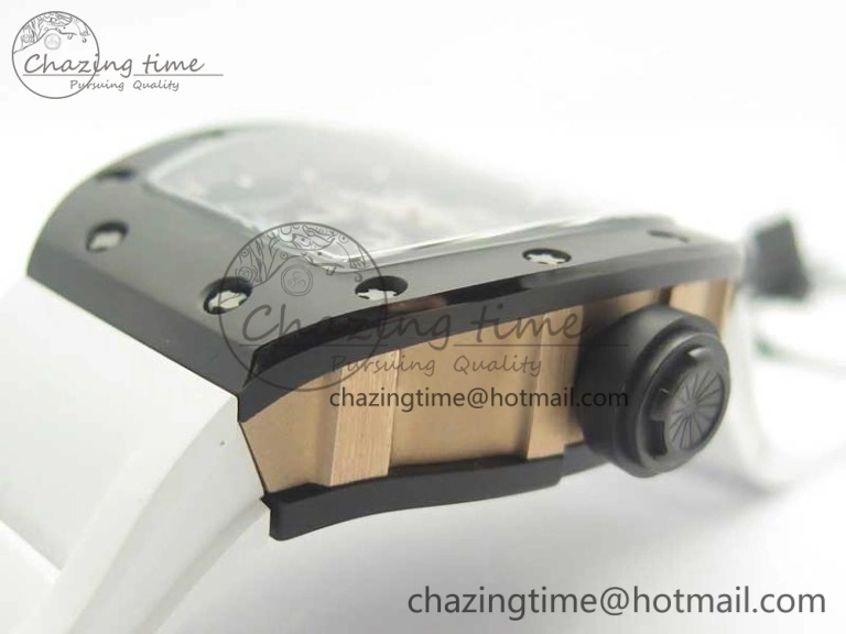 RM035-02 Americas Ceramic RG Case KVF Best Edition Skeleton Dial on White Rubber Strap MIYOTA8215