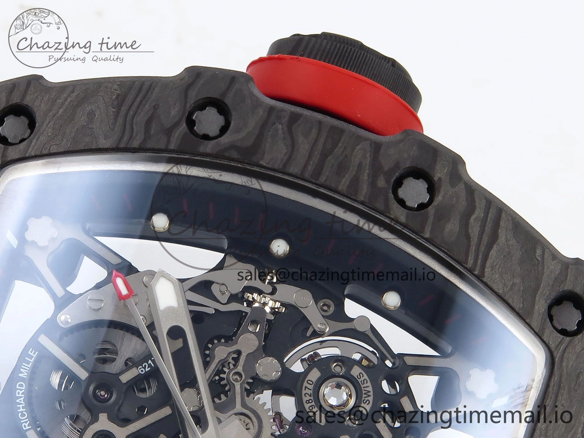 RM035-02 Black Carbon T+F Best Edition Skeleton Dial on Black Rubber Strap Clone RMUL3