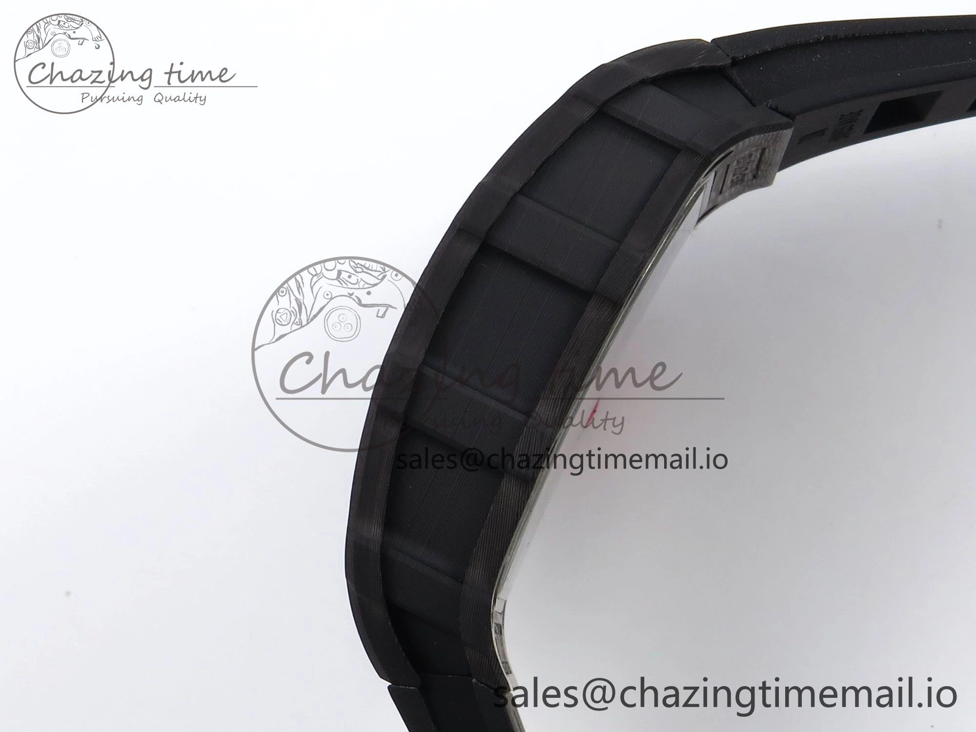 RM035-02 Black Carbon T+F Best Edition Skeleton Dial on Black Rubber Strap Clone RMUL3