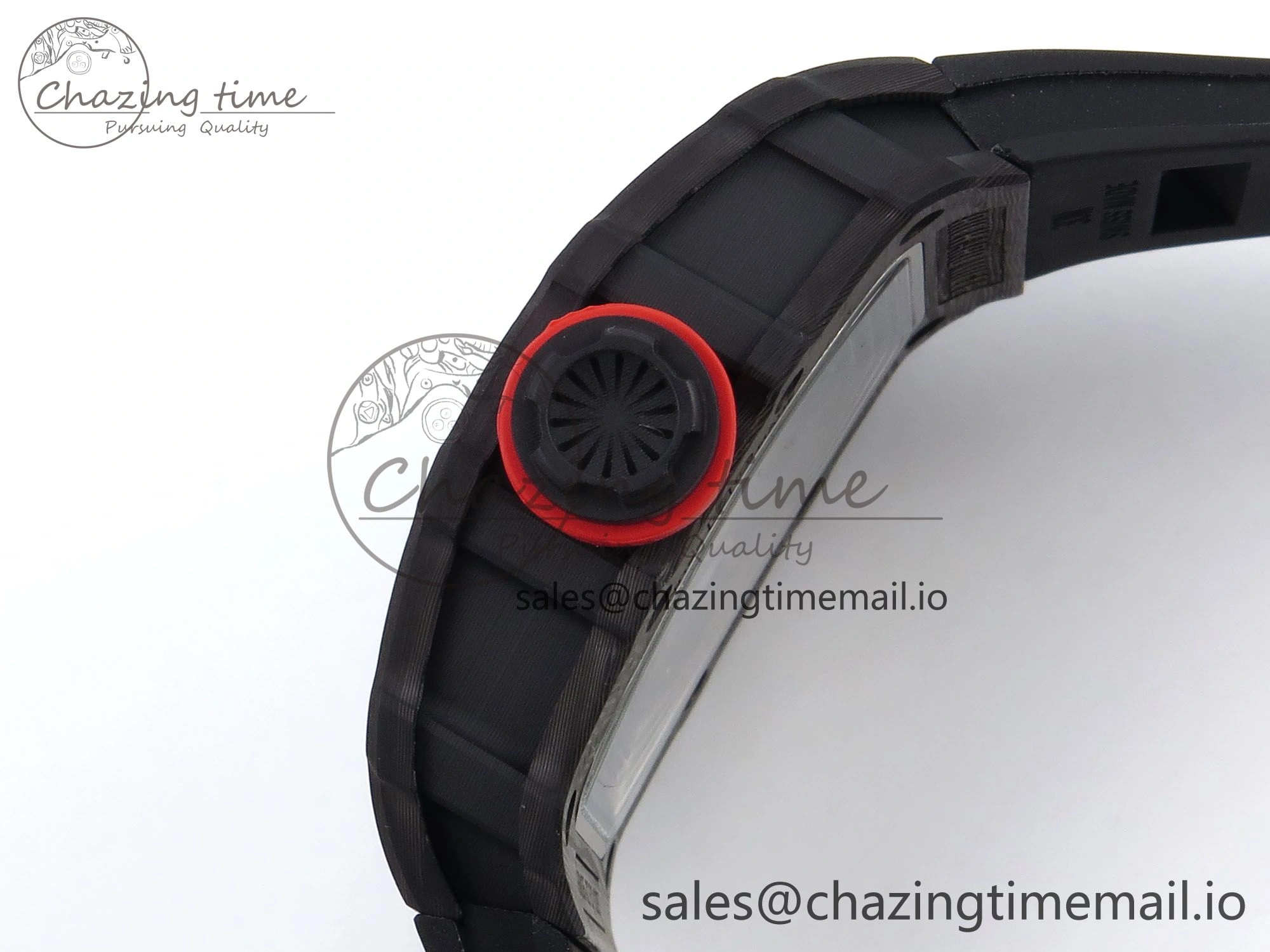 RM035-02 Black Carbon T+F Best Edition Skeleton Dial on Black Rubber Strap Clone RMUL3
