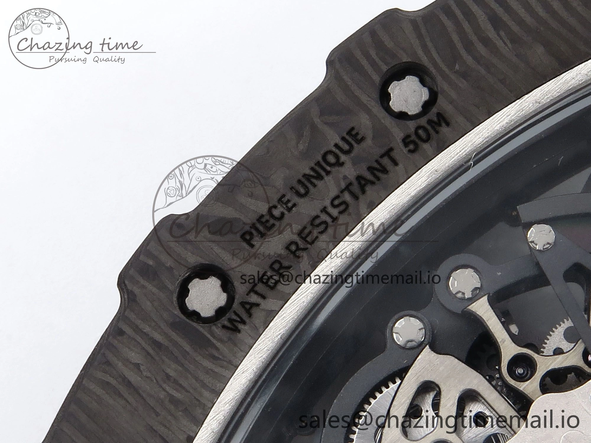 RM035-02 Black Carbon T+F Best Edition Skeleton Dial on Black Rubber Strap Clone RMUL3