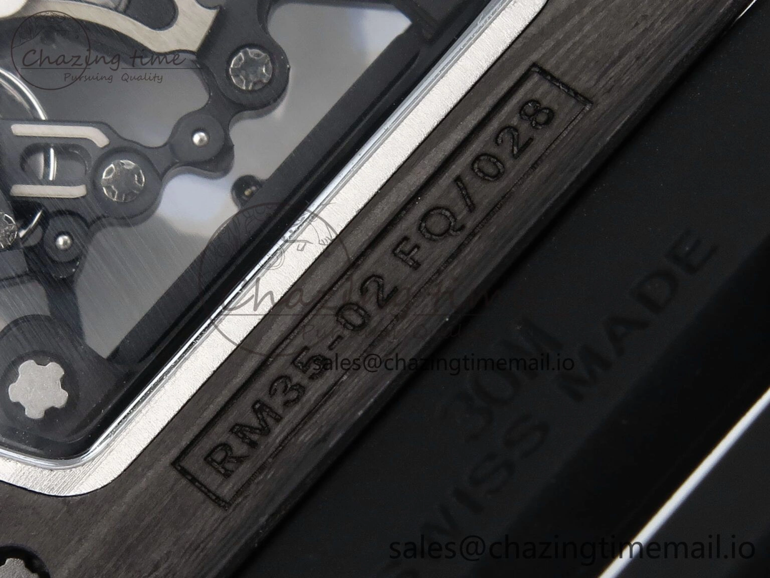 RM035-02 Black Carbon T+F Best Edition Skeleton Dial on Black Rubber Strap Clone RMUL3