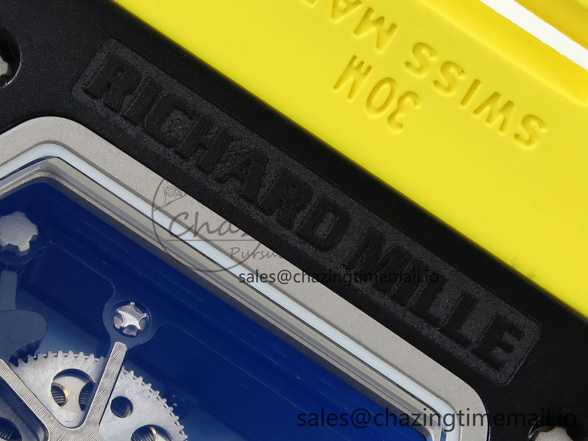 RM035-02 Black Ceramic KVF 1:1 Best Edition Skeleton Dial on Yellow Rubber Strap Clone RMUL1