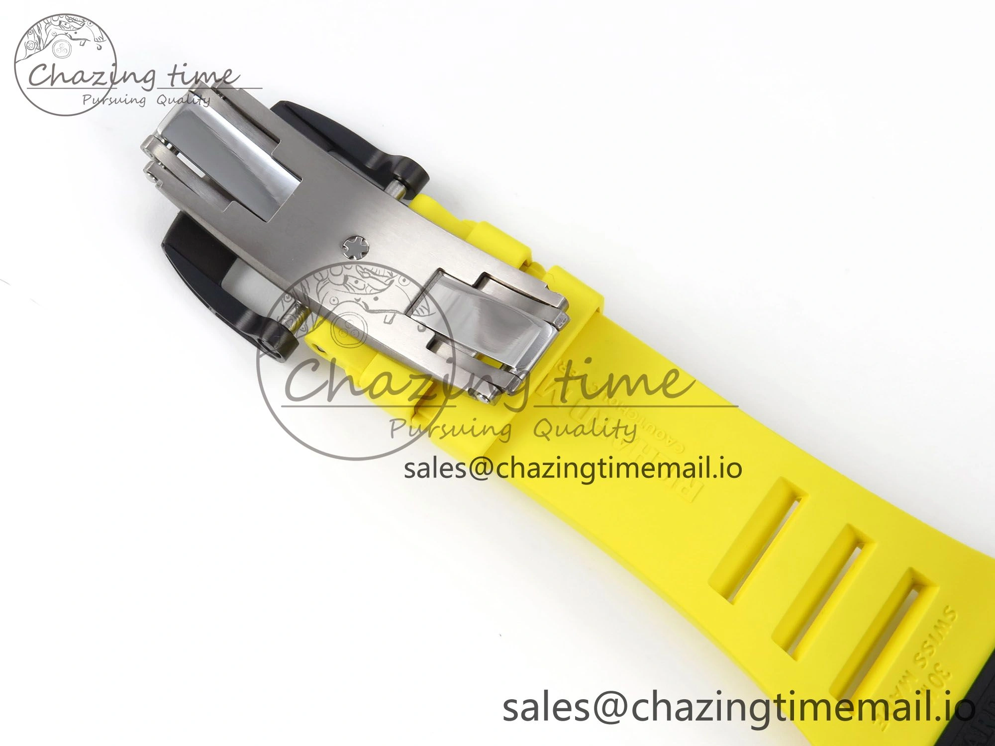 RM035-02 Black Ceramic KVF 1:1 Best Edition Skeleton Dial on Yellow Rubber Strap Clone RMUL1