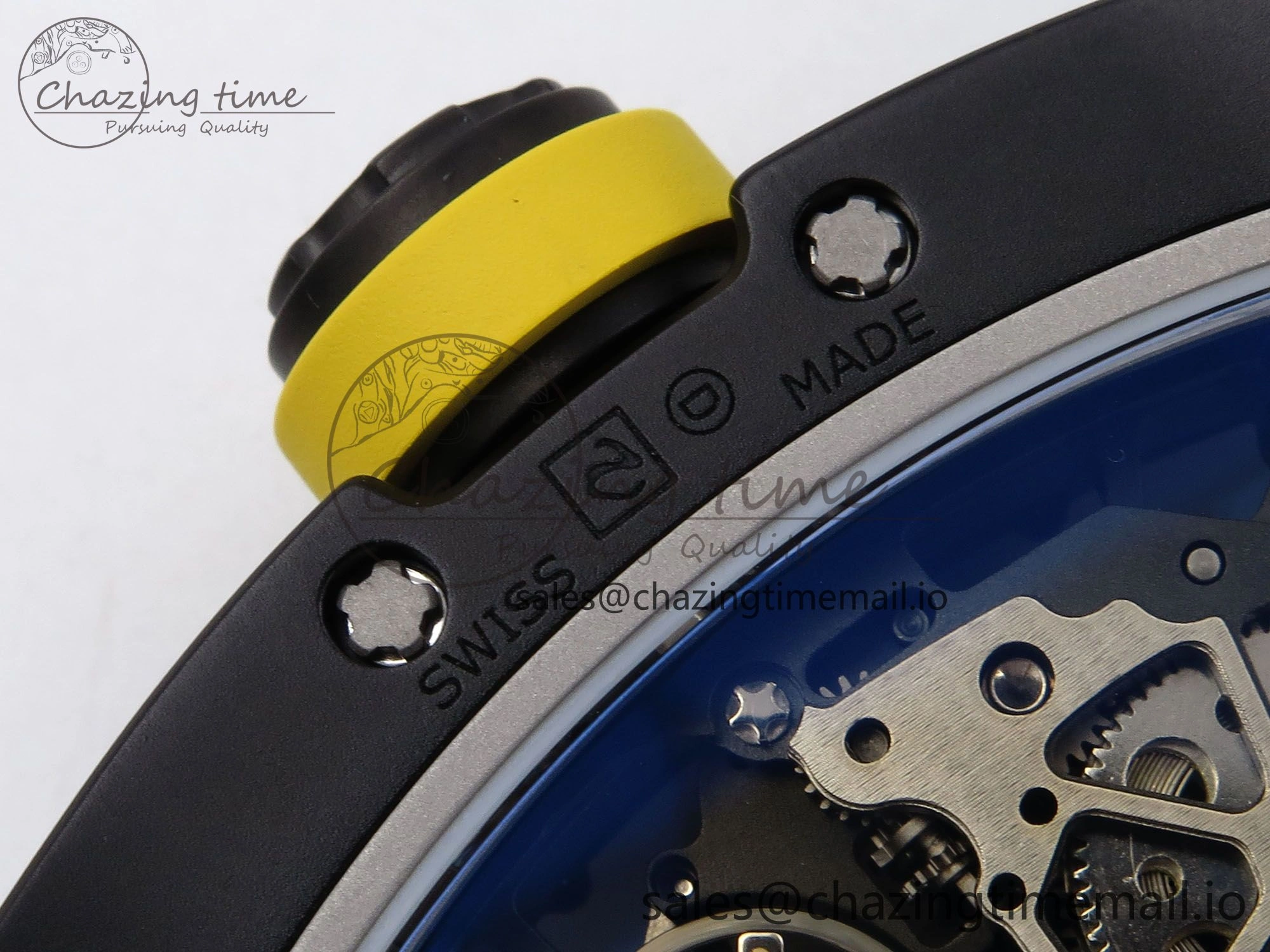 RM035-02 Black Ceramic SONIC Best Edition Skeleton Dial on Black Rubber Strap Clone RMUL1
