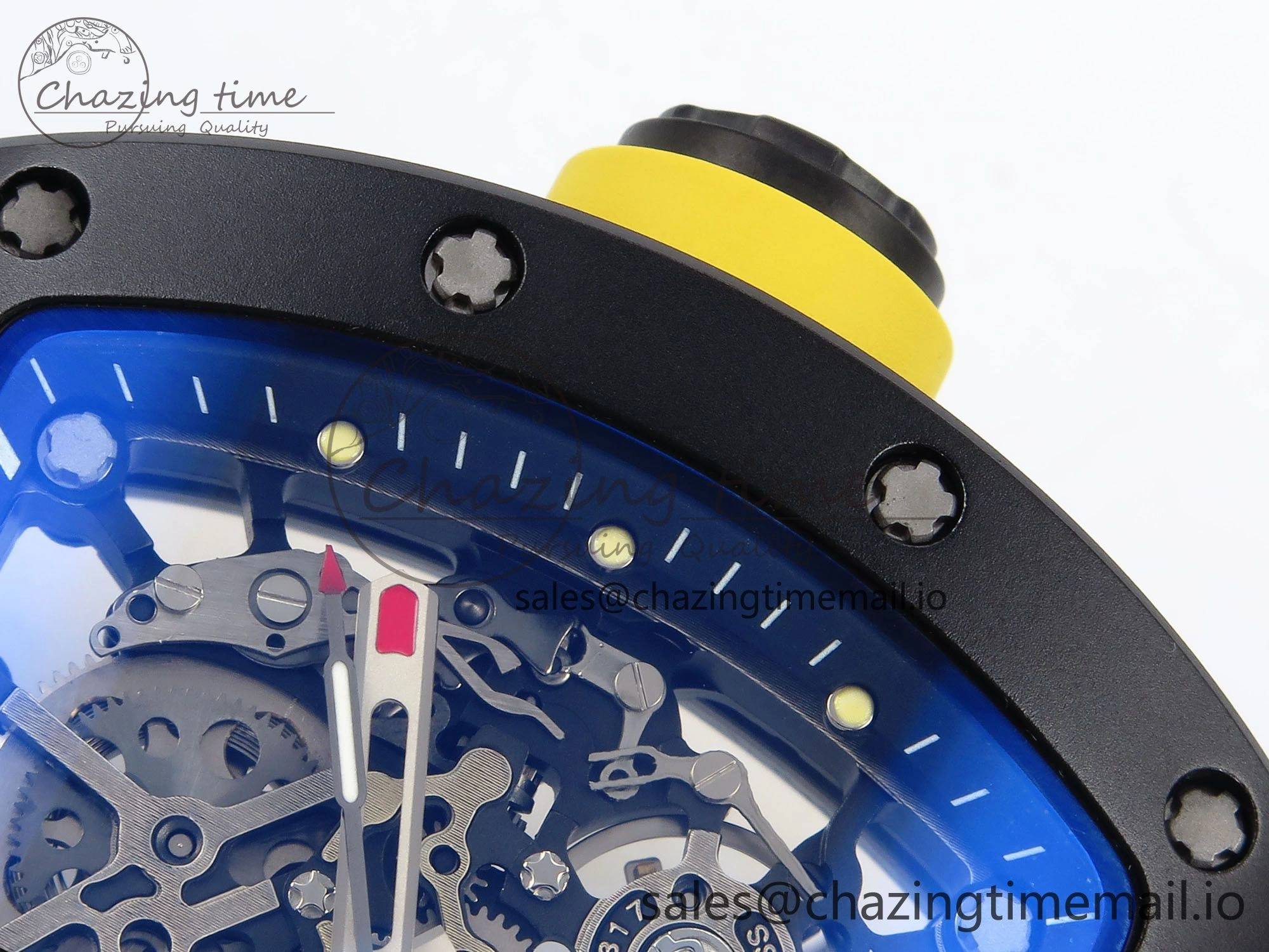 RM035-02 Black Ceramic SONIC Best Edition Skeleton Dial on Black Rubber Strap Clone RMUL1