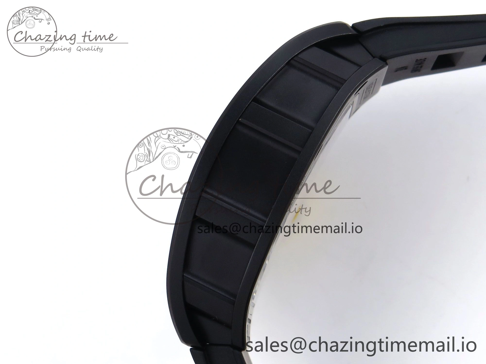 RM035-02 Black Ceramic SONIC Best Edition Skeleton Dial on Black Rubber Strap Clone RMUL1