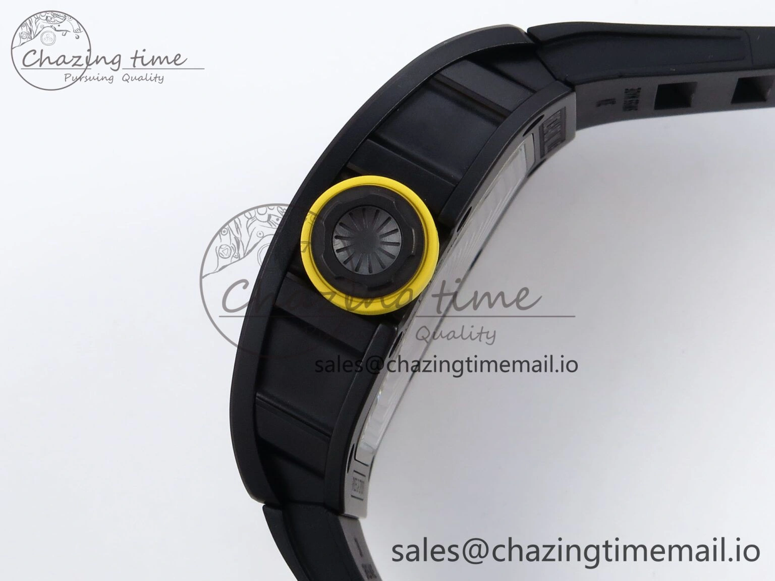 RM035-02 Black Ceramic SONIC Best Edition Skeleton Dial on Black Rubber Strap Clone RMUL1