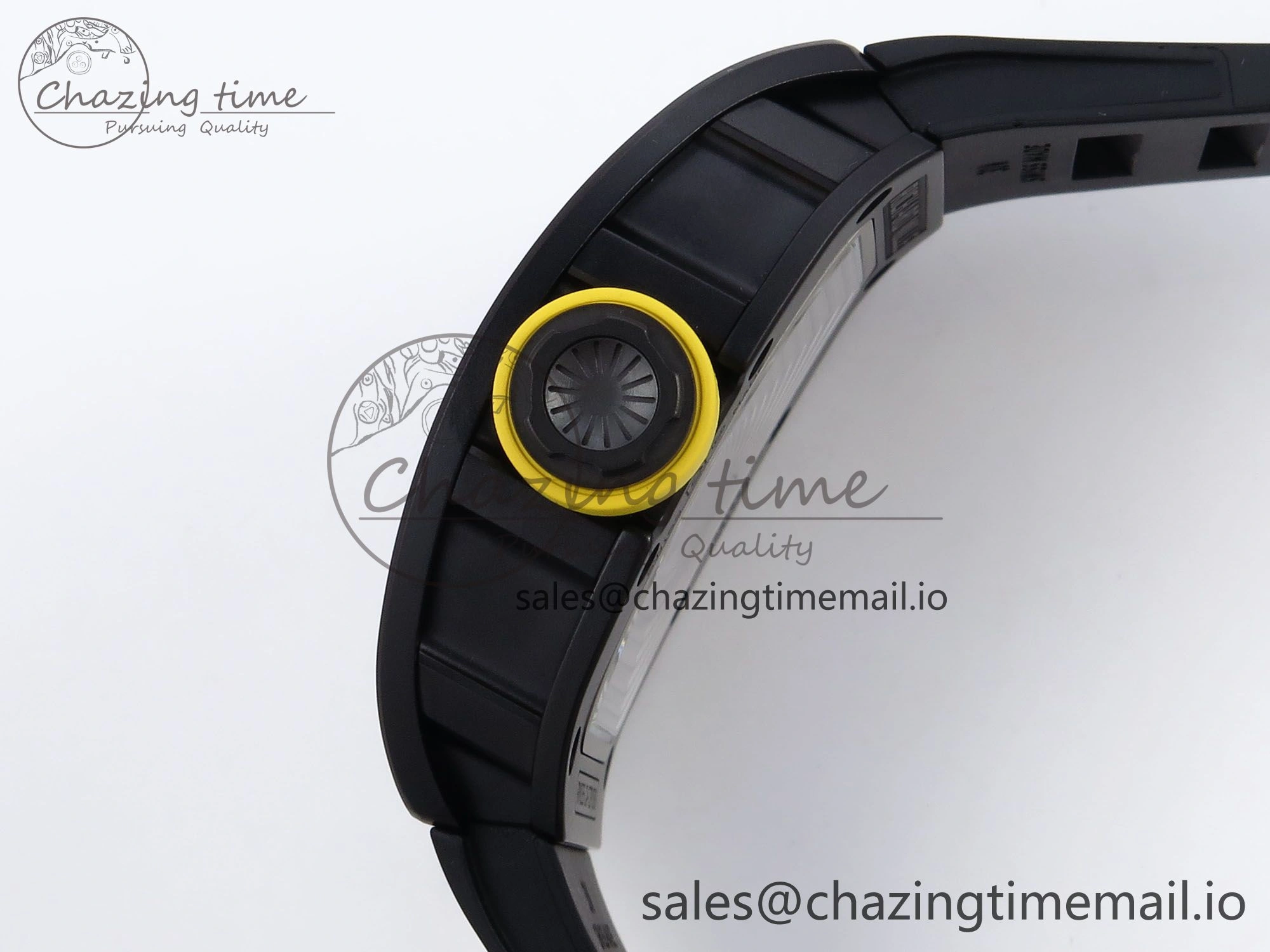 RM035-02 Black Ceramic SONIC Best Edition Skeleton Dial on Black Rubber Strap Clone RMUL1