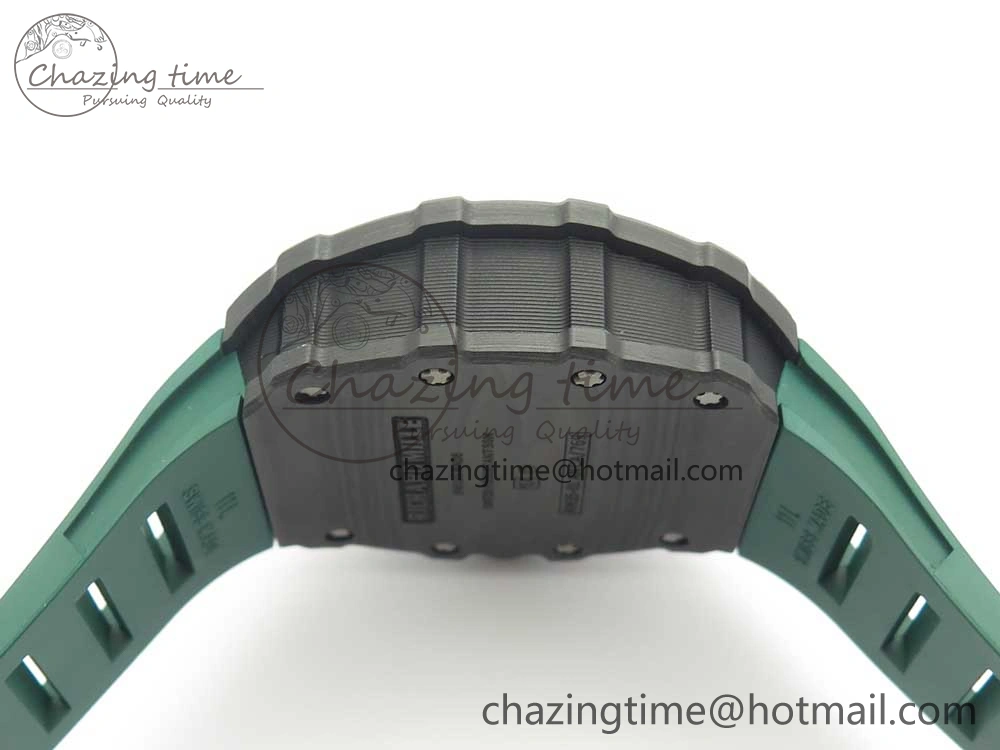 RM035-02 Forge Carbon Caseback Titanium Case KVF Best Edition Skeleton Dial Green on Green Rubber Strap MIYOTA8215